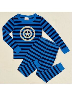 New Hanna Andersson Pajamas Boys 5 110 cm Captain America Marvel Long Johns Blue